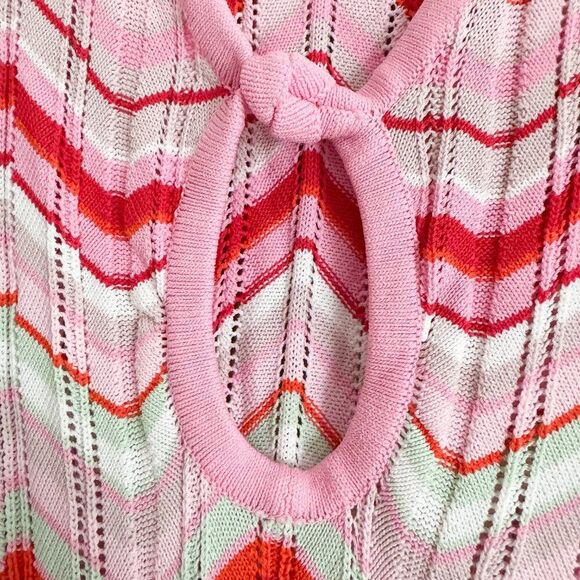 Torn by Ronny Kobo Pink Knit Chevron Sleeveless Pullover Maxi Dress – Size Large - Picture 4 of 7